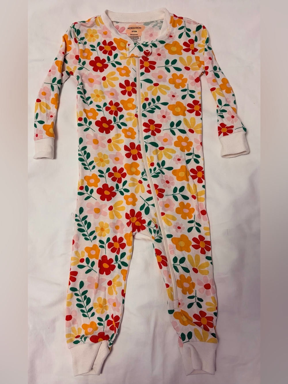 Nordstrom full zip front floral romper sz 6-12 months like new condition